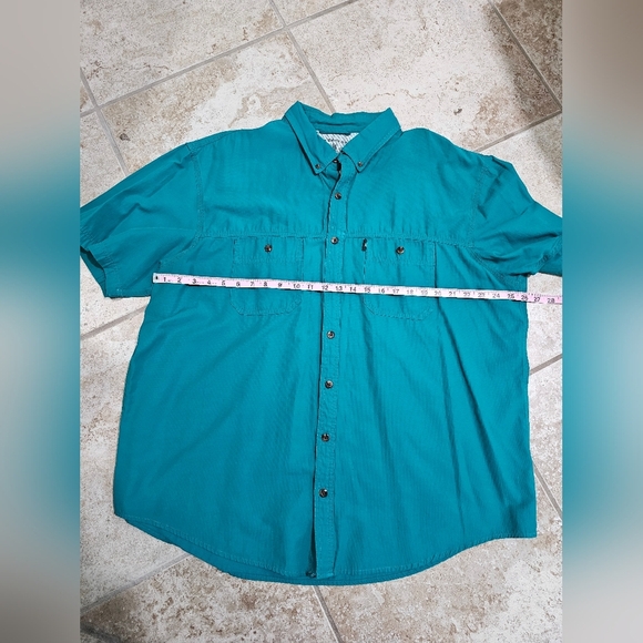 G.H. Bass & Co. 2XL Teal Short Sleeve Fishing Outdoor Hiking Utility Button Top - Picture 5 of 6